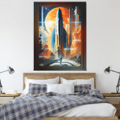 Neem de Maanlancering - Reis naar Moon Retro Poste Canvas Afdruk (Insitu (Slaapkamer))