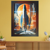 Neem de Maanlancering - Reis naar Moon Retro Poste Canvas Afdruk (Insitu (Woonkamer))