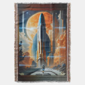 Neem de Maanlancering - Reis naar Moon Retro Poste Deken (Voorkant Verticaal)