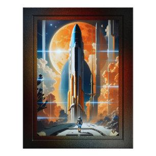 Neem de Maanlancering - Reis naar Moon Retro Poste Foto Afdruk