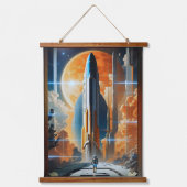 Neem de Maanlancering - Reis naar Moon Retro Poste Hangend Wandkleed (Voorkant)