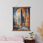 Neem de Maanlancering - Reis naar Moon Retro Poste Hangend Wandkleed (Slaapkamer)
