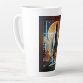 Neem de Maanlancering - Reis naar Moon Retro Poste Latte Mok (Linkerhoek)