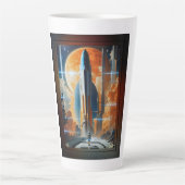 Neem de Maanlancering - Reis naar Moon Retro Poste Latte Mok (Voorkant)