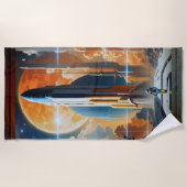 Neem de Maanlancering - Reis naar Moon Retro Poste Strandlaken (Voorkant)