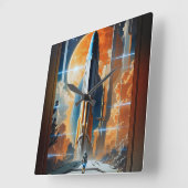 Neem de Maanlancering - Reis naar Moon Retro Poste Vierkante Klok (Hoek)