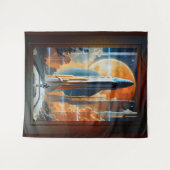 Neem de Maanlancering - Reis naar Moon Retro Poste Wandkleed (Voorkant (horizontaal))