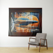 Neem de Maanlancering - Reis naar Moon Retro Poste Wandkleed (In Situ (horizontaal))