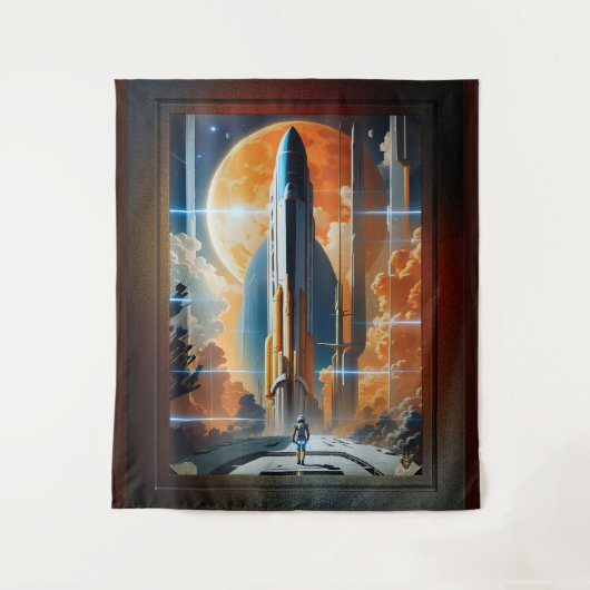 Neem de Maanlancering - Reis naar Moon Retro Poste Wandkleed (Voorkant)