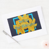 Neem de middelen in beslag met Blue and Yellow Lil Rechthoekige Sticker (Envelop)