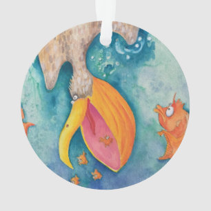 "Neem de plunge!" Pelican & Fish Art Ornament
