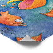 "Neem de plunge!" Pelican & Fish Art Poster (Hoek)