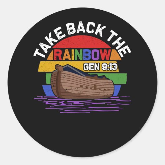 Neem de regenboogtrots terug in God Covenant Promi Ronde Sticker (Voorkant)