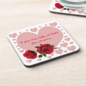 Neem de risicoprijs roze hartenrode rozen bier onderzetter (Linkerzijde)