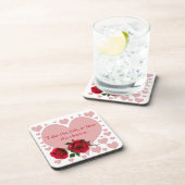 Neem de risicoprijs roze hartenrode rozen bier onderzetter (Rechterzijde)