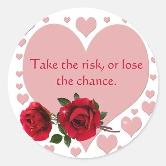 Neem de risicoprijs roze hartenrode rozen ronde sticker (Voorkant)