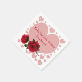 Neem de risicoprijs roze hartenrode rozen servet (Hoek)