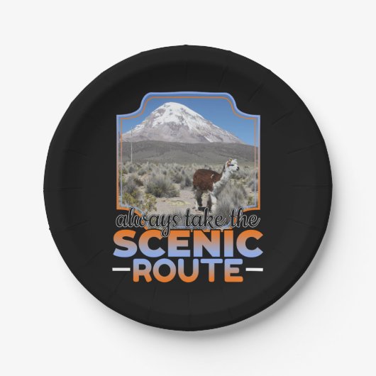 Neem de Schilderachtig route - Llama Adventurer Papieren Bordje (Voorkant)