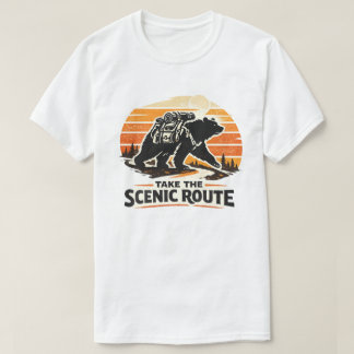 Neem de Schilderachtige Route Beer Wandelen Retro T-shirt