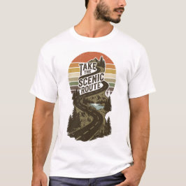 Neem de Schilderachtige Route Vintage Avontuur T-shirt
