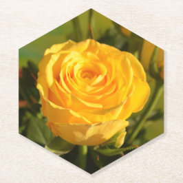 Neem de tijd om de gele roos te ruiken kartonnen onderzetters