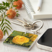 Neem de tijd om de gele roos te ruiken sleutelhanger (Voorkant Rechts)