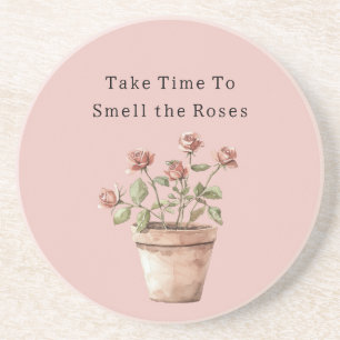 Neem de tijd om de rozen in de pot te ruiken zandsteen onderzetter