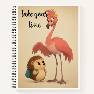 Neem de tijd – Schattige Flamingo & Egel I Notitieboek