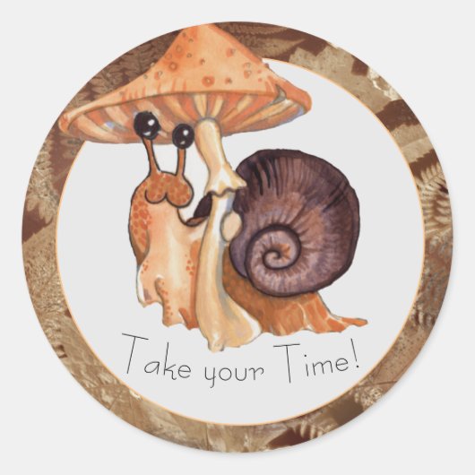Neem de tijdpaddenstoel slak ronde sticker (Voorkant)