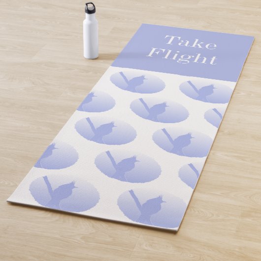 Neem de vlucht Calm Opbeurende Blauwe Vogel Silhou Yogamat (In situ)