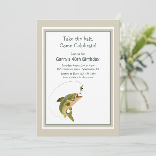 Neem de zwemvisuitnodiging kaart (Staand voorkant)