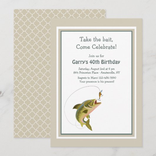 Neem de zwemvisuitnodiging kaart (Voorkant / Achterkant)