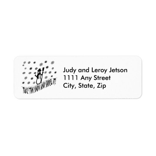 Neem deze sneeuw en schop het Adresetiket Etiket (Voorkant)