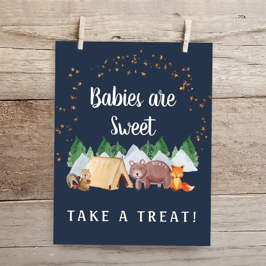 Neem een Baby shower van de Night Woodland Animals Poster