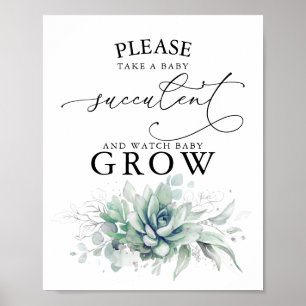 Neem een Baby Succulent - Greenery Baby shower Sig Poster