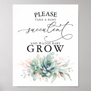 Neem een Baby Succulent - Greenery Baby shower Sig Poster