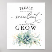 Neem een Baby Succulent - Greenery Baby shower Sig Poster (Voorkant)