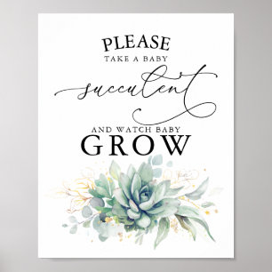 Neem een Baby Succulent - Greenery Baby shower Sig Poster
