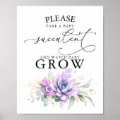 Neem een Baby Succulent - Greenery Baby shower Sig Poster (Voorkant)
