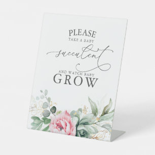 Neem Een Baby Succulent - Groene Baby Shower Bord Reclamebord Met Voetstuk