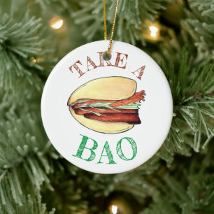 Neem een BAO Pork Belly Bun Chinees Taiwanese Food Keramisch Ornament