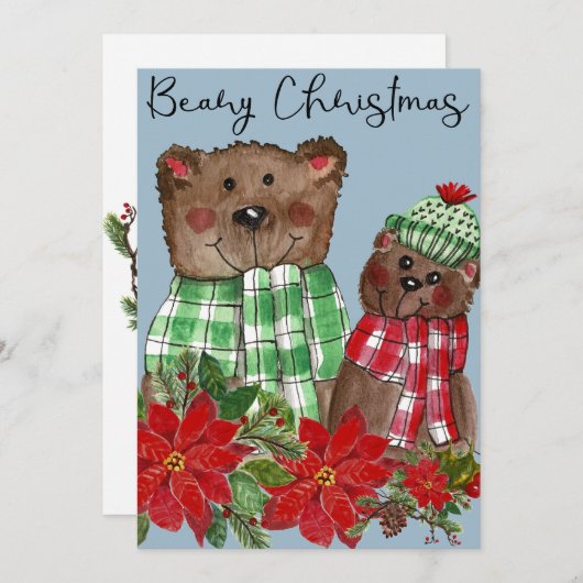 Neem een Beary Christmas Holiday Kaart (Voorkant / Achterkant)