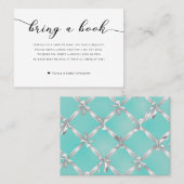 Neem een Boek Baby shower Enclosure Turquoise Whit Visitekaartje (Voorkant / Achterkant)