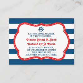 Neem een boek Kaart, Ahoy, nautisch, Baby shower Informatiekaartje