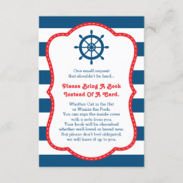 Neem een boek Kaart, Ahoy, nautisch, Baby shower Informatiekaartje