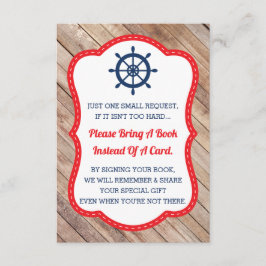 Neem een boek Kaart, Ahoy, nautisch, Baby shower Informatiekaartje