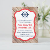 Neem een boek Kaart, Ahoy, nautisch, Baby shower Informatiekaartje (Staand voorkant)