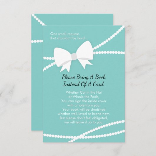 Neem een boek Kaart, Baby shower, Robin's Egg Blue Informatiekaartje (Voorkant / Achterkant)