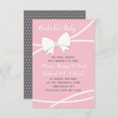 Neem een boek Kaart, Baby shower, roze, grijs Informatiekaartje (Voorkant / Achterkant)