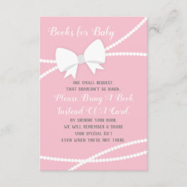 Neem een boek Kaart, Baby shower, roze, grijs Informatiekaartje